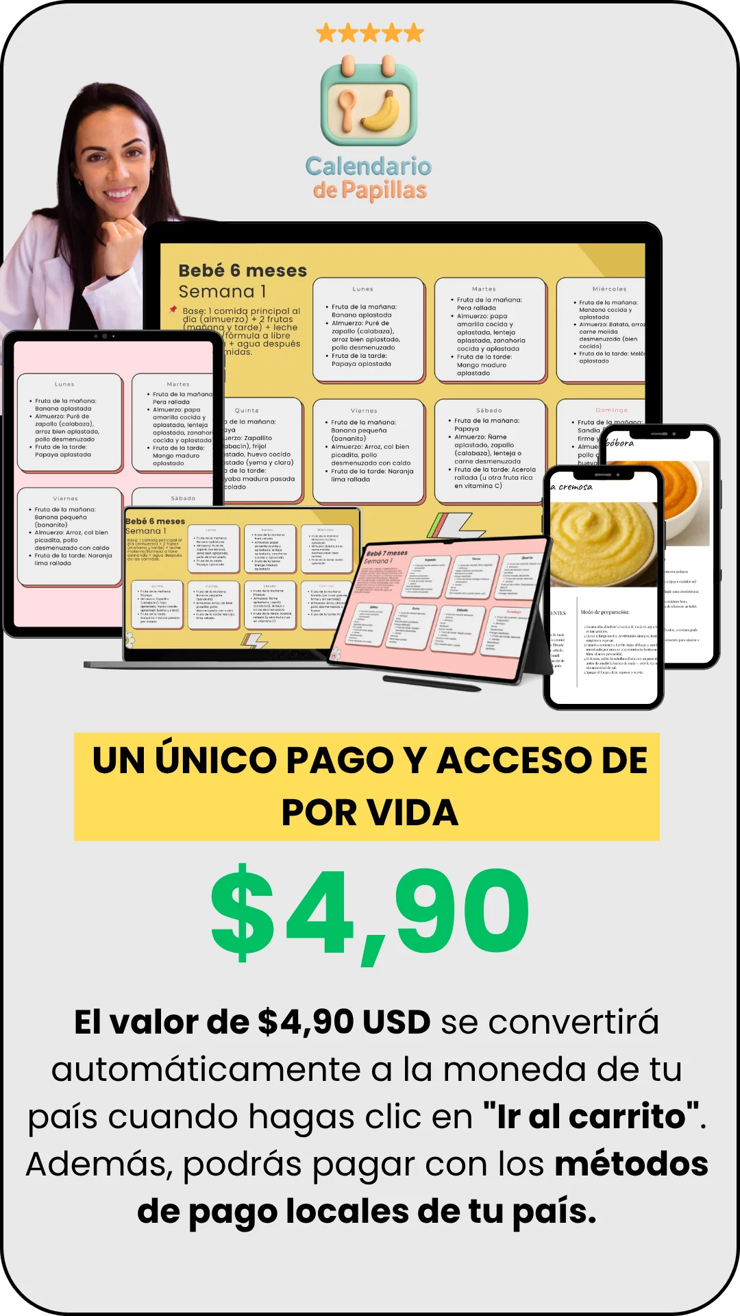 Un único pago de $4,90 y acceso de por vida